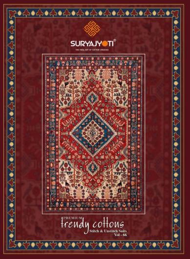 SURYAJYOTI TRENDY COTTON VOL 66 READYMADE ATTRACTIVE LOOK 3PCS DRESS