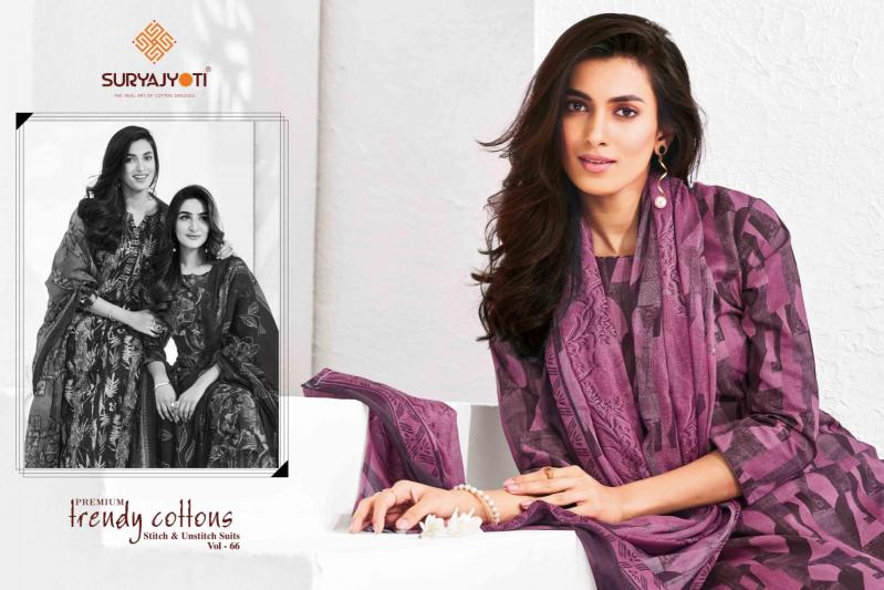 SURYAJYOTI TRENDY COTTON VOL 66 READYMADE ATTRACTIVE LOOK 3PCS DRESS