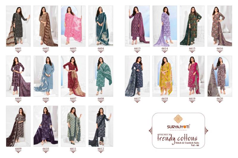 SURYAJYOTI TRENDY COTTON VOL 66 READYMADE ATTRACTIVE LOOK 3PCS DRESS