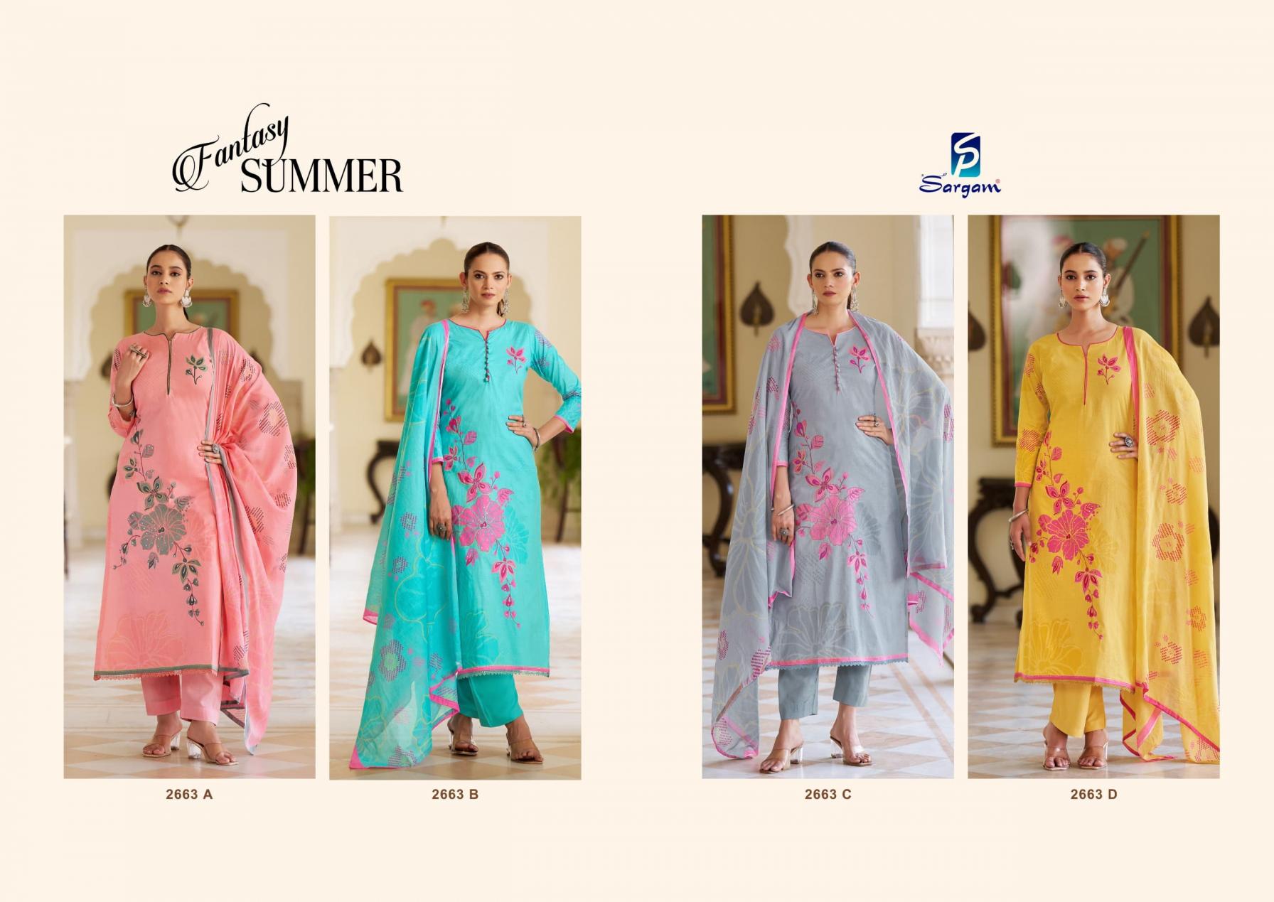 SARGAM FANTASY SUMMER CAMBRIC FASHIONABLE DESIGN DRESS MATERIAL