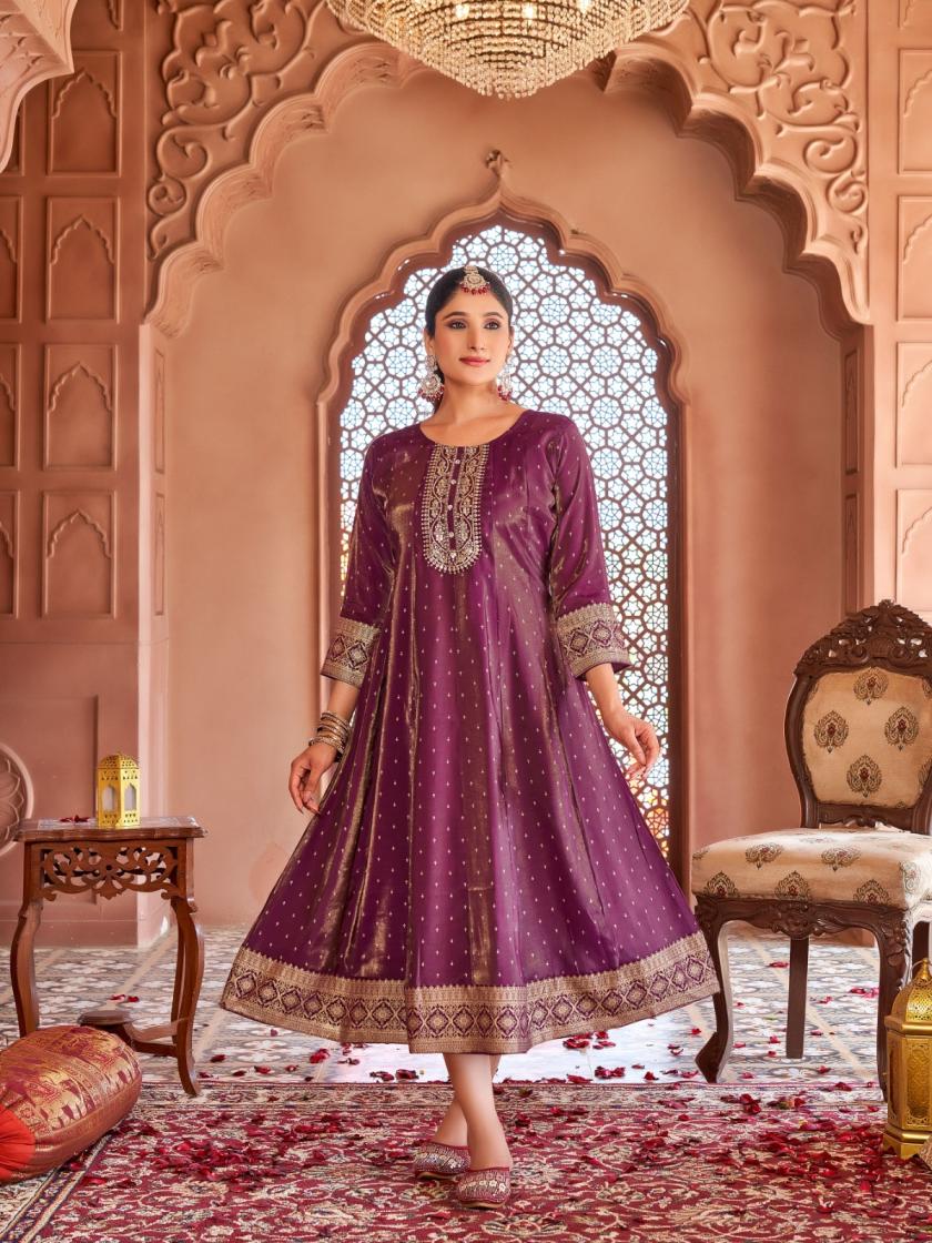 LAXMI BY AANCHI ROMAN SHIMMER READYMADE PRETTY LOOK FLAIR KURTIS