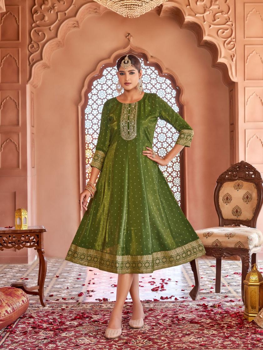 LAXMI BY AANCHI ROMAN SHIMMER READYMADE PRETTY LOOK FLAIR KURTIS
