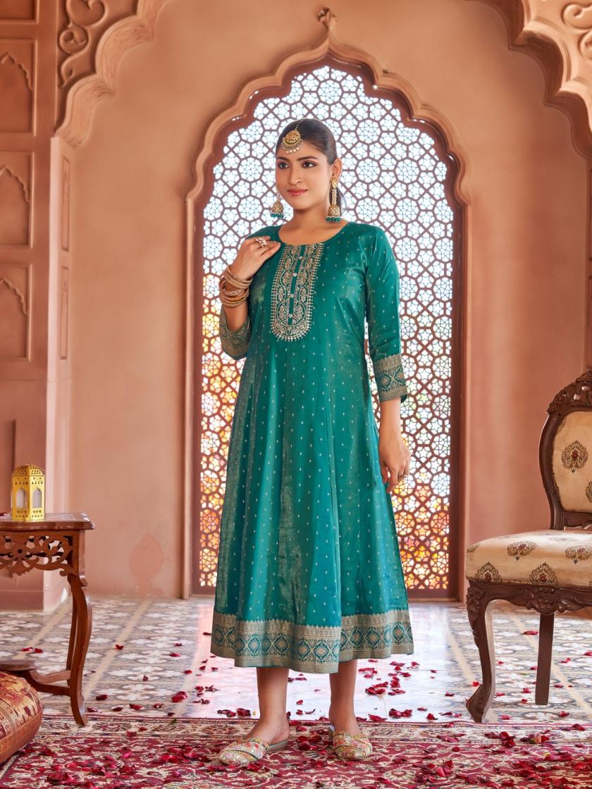 LAXMI BY AANCHI ROMAN SHIMMER READYMADE PRETTY LOOK FLAIR KURTIS