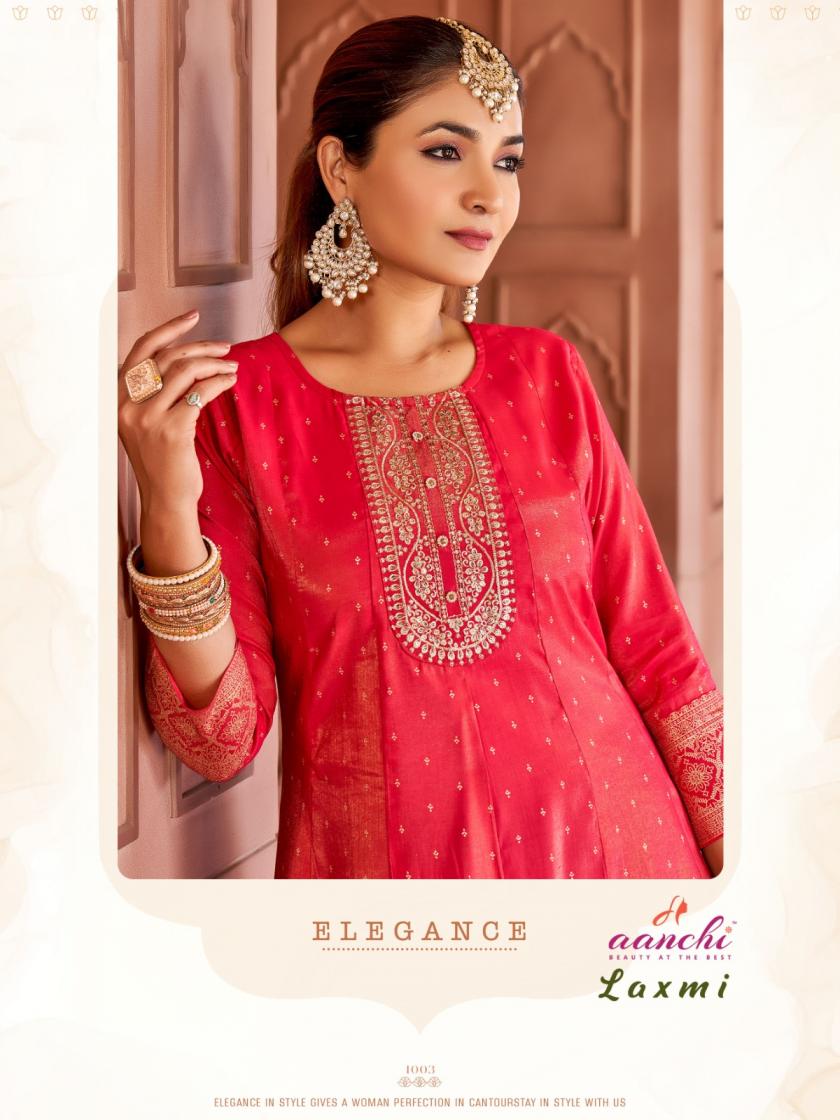 LAXMI BY AANCHI ROMAN SHIMMER READYMADE PRETTY LOOK FLAIR KURTIS