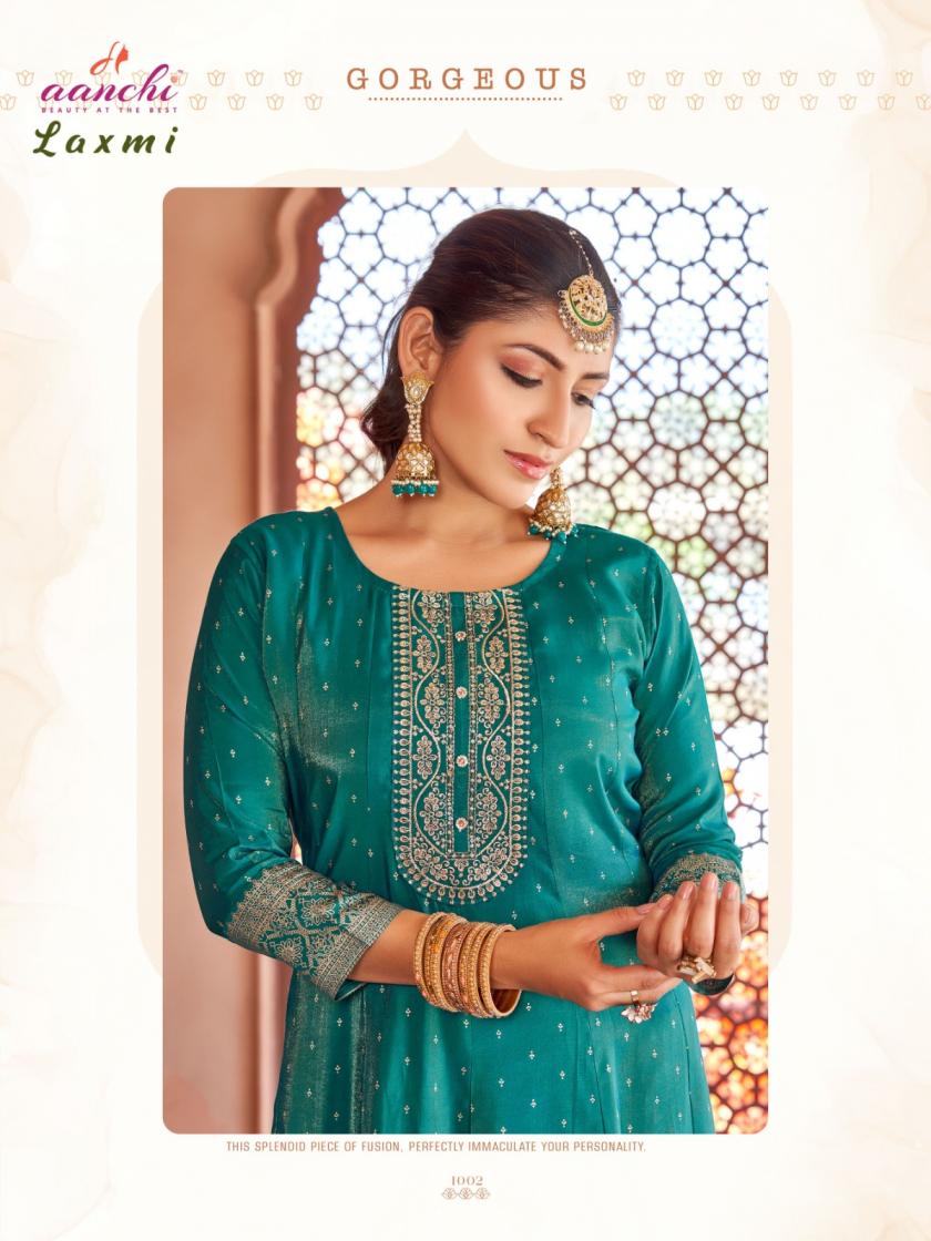 LAXMI BY AANCHI ROMAN SHIMMER READYMADE PRETTY LOOK FLAIR KURTIS
