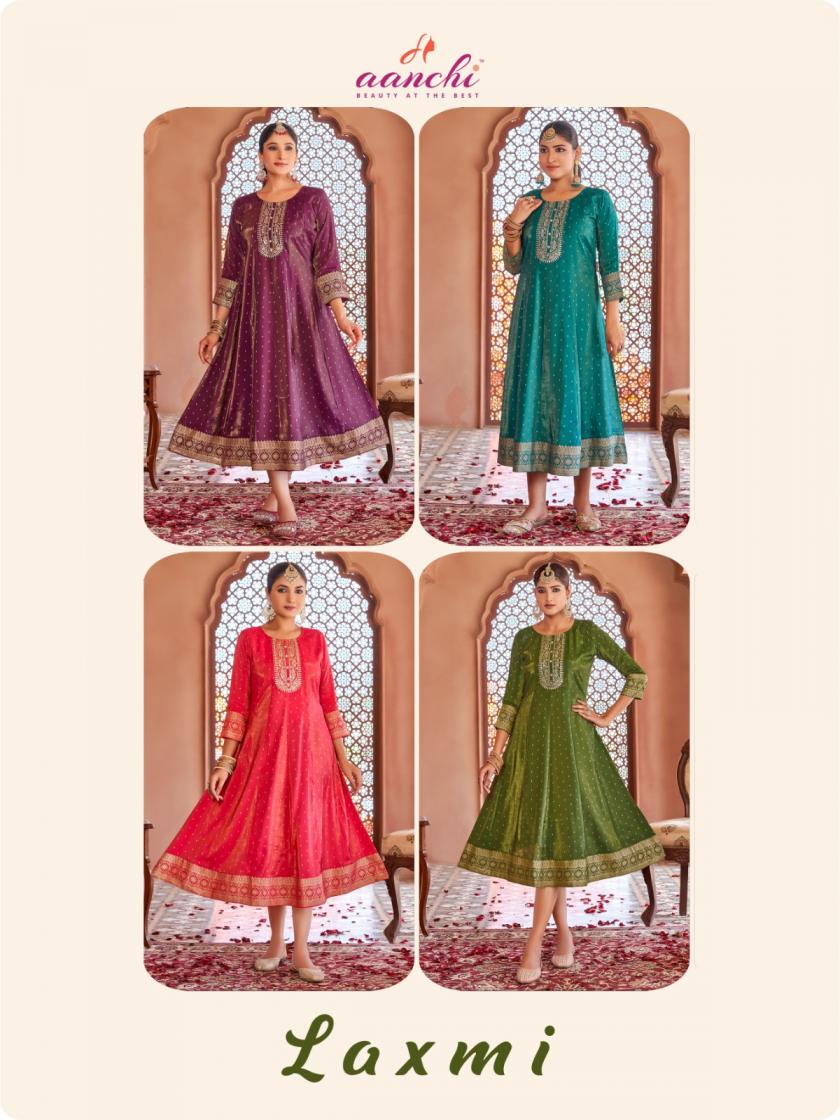 LAXMI BY AANCHI ROMAN SHIMMER READYMADE PRETTY LOOK FLAIR KURTIS