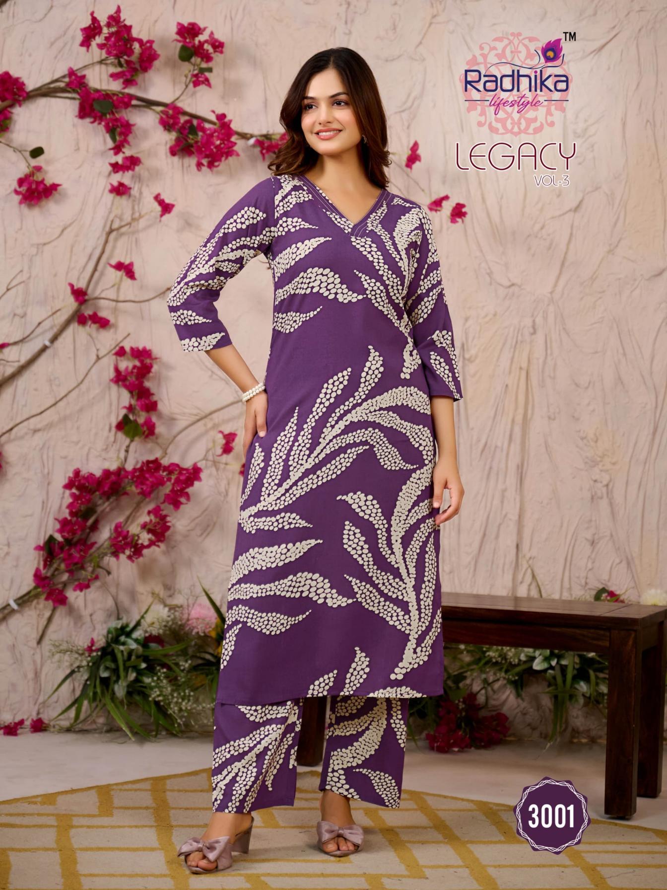LEGACY VOL 3 BY RADHIKA LIFESTYLE RAYON READYMADE DAILY WEAR BIG SIZE CO-ORD SETS