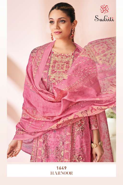 SUDRITI SAHIBA HARNOOR WHOLESALE PURE COTTON LAWN DIGITAL PRINT WITH HANDWORK FASHIONABLE SALWAR SUITS