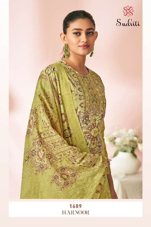 SUDRITI SAHIBA HARNOOR WHOLESALE PURE COTTON LAWN DIGITAL PRINT WITH HANDWORK FASHIONABLE SALWAR SUITS