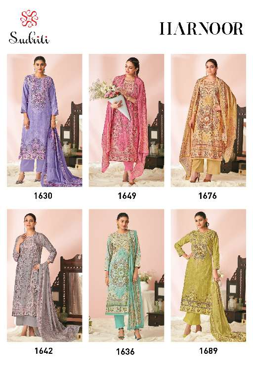 SUDRITI SAHIBA HARNOOR WHOLESALE PURE COTTON LAWN DIGITAL PRINT WITH HANDWORK FASHIONABLE SALWAR SUITS