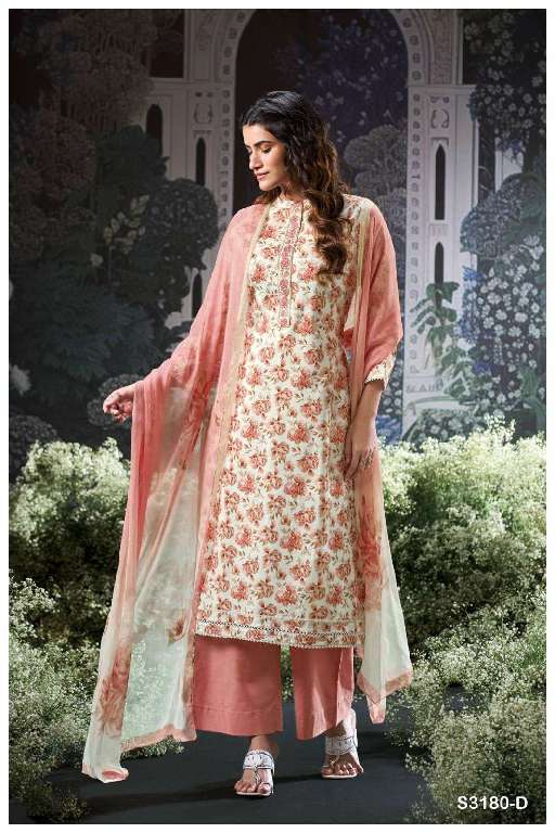 GANGA BRITA S3180 WHOLESALE PREMIUM COTTON PRINTED WITH EMBROIDERY WORK CASUAL SUITS