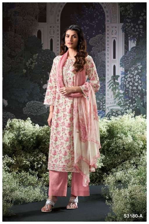 GANGA BRITA S3180 WHOLESALE PREMIUM COTTON PRINTED WITH EMBROIDERY WORK CASUAL SUITS