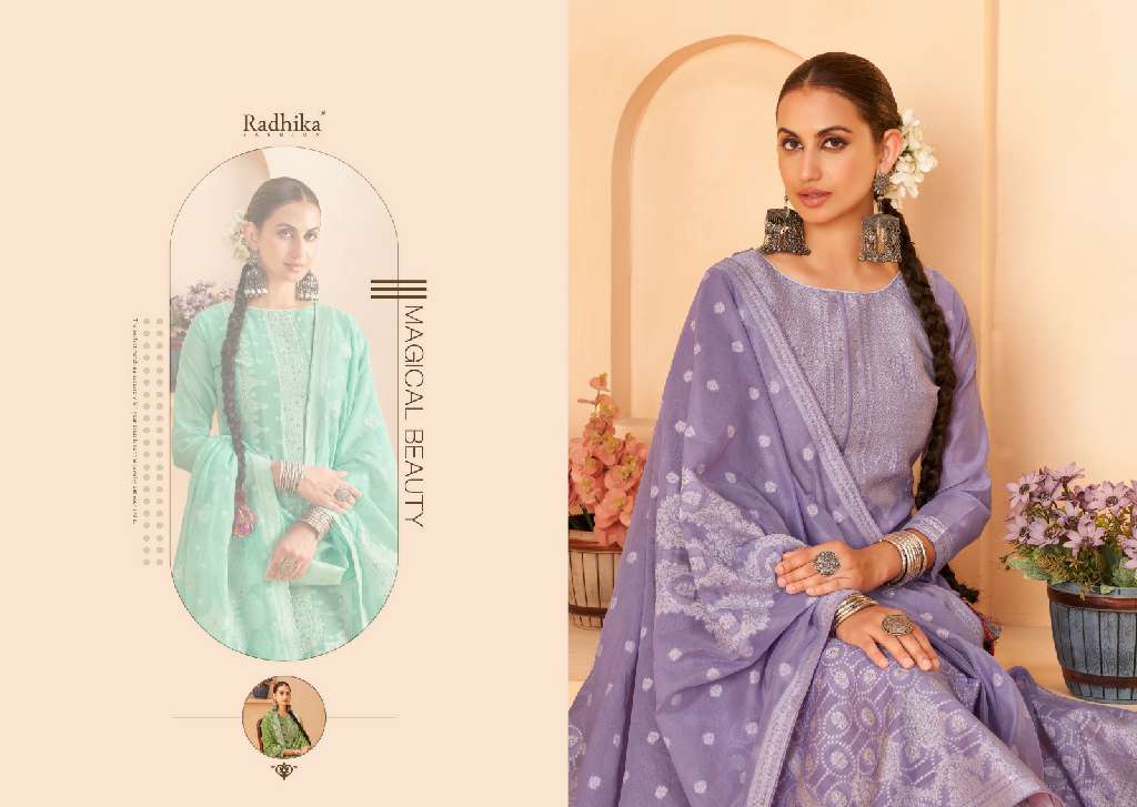 Radhika Azara Banarasi Adha Vol-5 Wholesale Cotton Jacquard With Work Dress Material