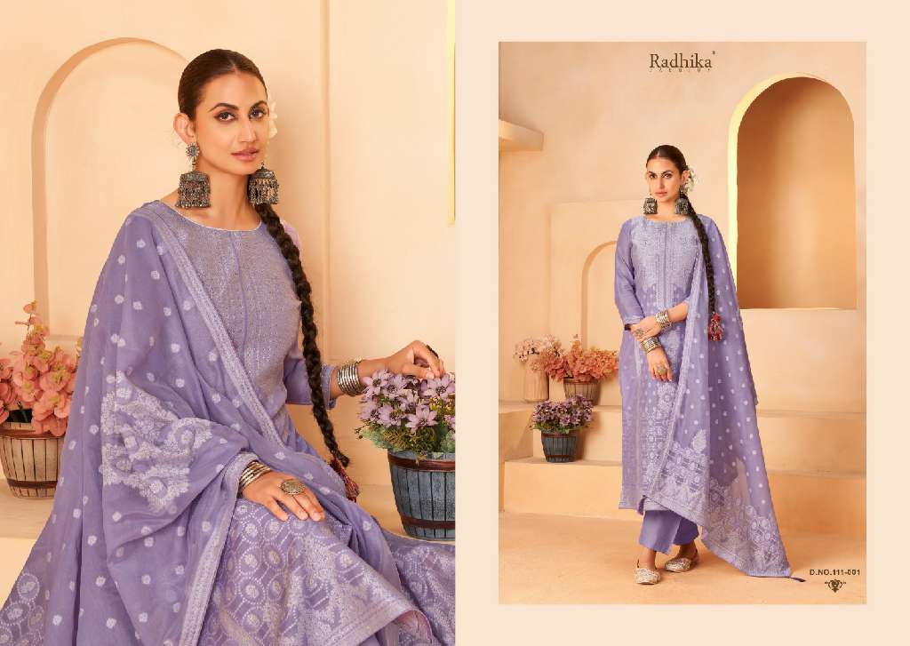 Radhika Azara Banarasi Adha Vol-5 Wholesale Cotton Jacquard With Work Dress Material