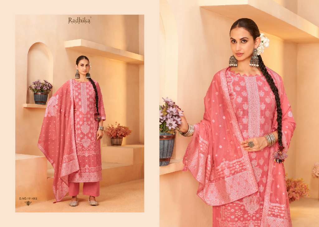 Radhika Azara Banarasi Adha Vol-5 Wholesale Cotton Jacquard With Work Dress Material