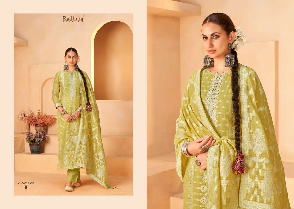 Radhika Azara Banarasi Adha Vol-5 Wholesale Cotton Jacquard With Work Dress Material