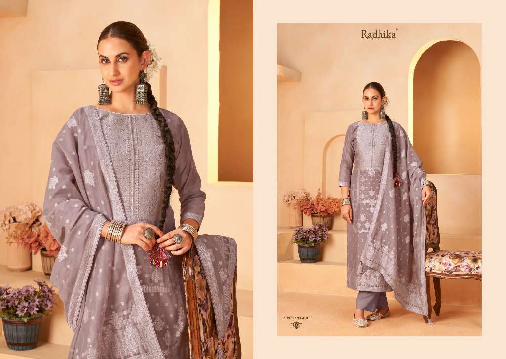 Radhika Azara Banarasi Adha Vol-5 Wholesale Cotton Jacquard With Work Dress Material