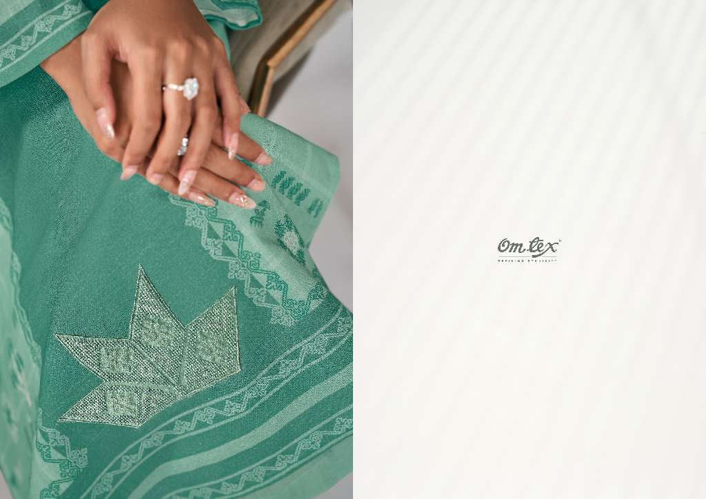 OMTEX POSHAK WHOLESALE LEXUS LINEN DIGITAL PRINT EMBROIDERY PATCH WITH HAND WORK BEAUTIFUL DRESS