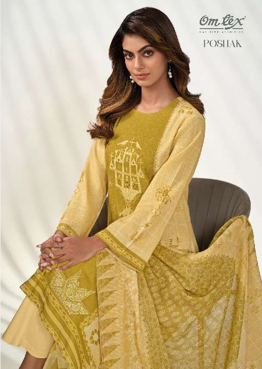 OMTEX POSHAK WHOLESALE LEXUS LINEN DIGITAL PRINT EMBROIDERY PATCH WITH HAND WORK BEAUTIFUL DRESS