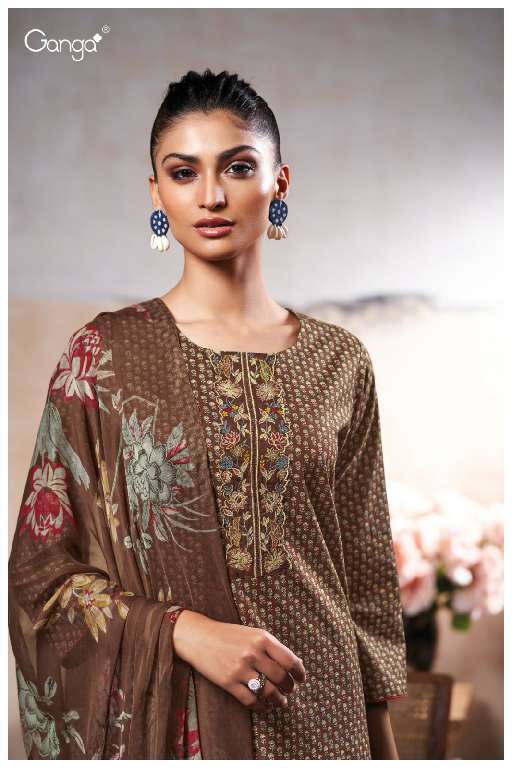 GANGA MAHEEN S3456 WHOLESALE COTTON PRINTED WITH EMBROIDERY DESIGNER SUITS