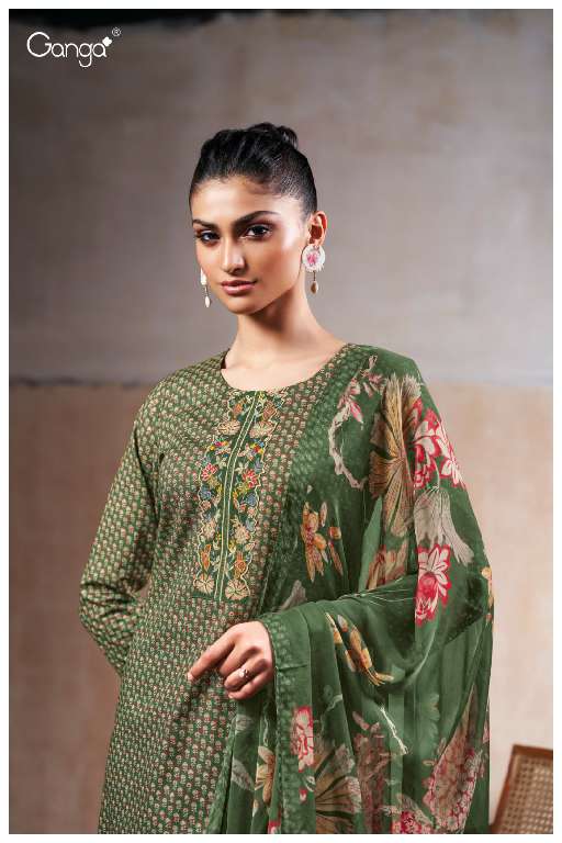 GANGA MAHEEN S3456 WHOLESALE COTTON PRINTED WITH EMBROIDERY DESIGNER SUITS