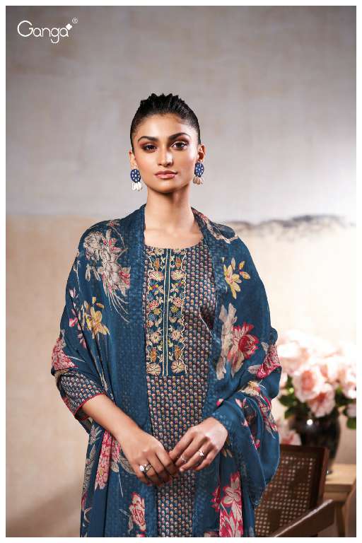 GANGA MAHEEN S3456 WHOLESALE COTTON PRINTED WITH EMBROIDERY DESIGNER SUITS