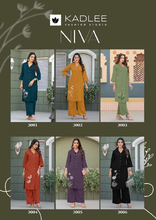 KADLEE NIVA WHOLESALE HEAVY RAYON PRINT WITH HANDWORK FASHIONABLE CORD SET