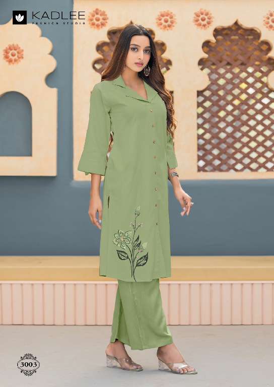 KADLEE NIVA WHOLESALE HEAVY RAYON PRINT WITH HANDWORK FASHIONABLE CORD SET