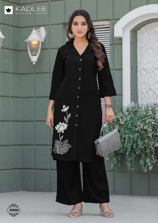KADLEE NIVA WHOLESALE HEAVY RAYON PRINT WITH HANDWORK FASHIONABLE CORD SET