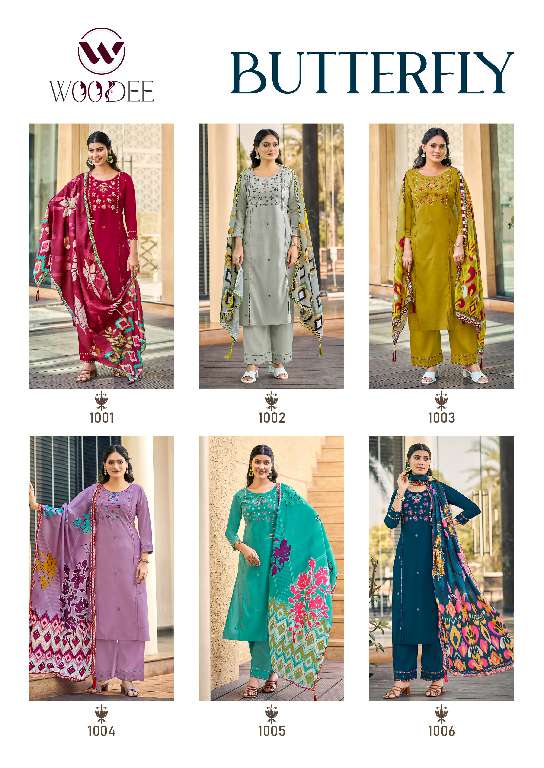 WOODEE PRESENT BUTTERFLY WHOLESALE PREMIUM SOFT MUSLIN DIGITAL PRINT WITH LATKAN 3 PCS READYMADE SALWAR KAMEEZ