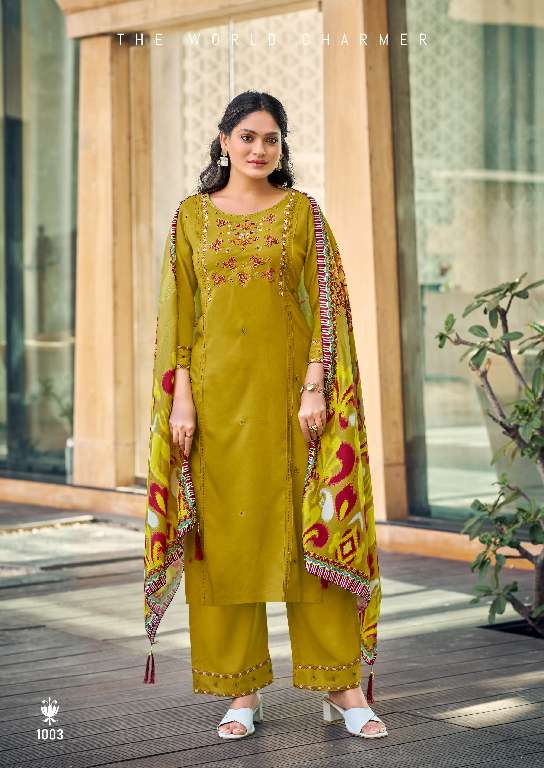 WOODEE PRESENT BUTTERFLY WHOLESALE PREMIUM SOFT MUSLIN DIGITAL PRINT WITH LATKAN 3 PCS READYMADE SALWAR KAMEEZ