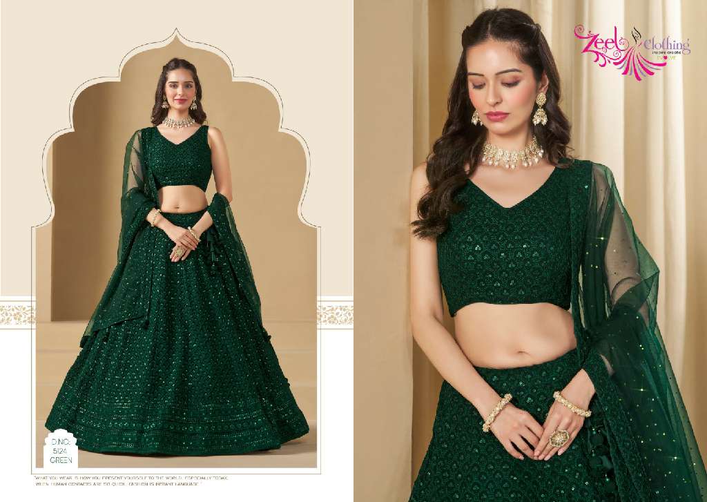 ZEEL CLOTHING PRESENTS D.NO 5124 COLORS WHOLESALE DESIGNER LEHEGAS FOR ANY OCCASIONS