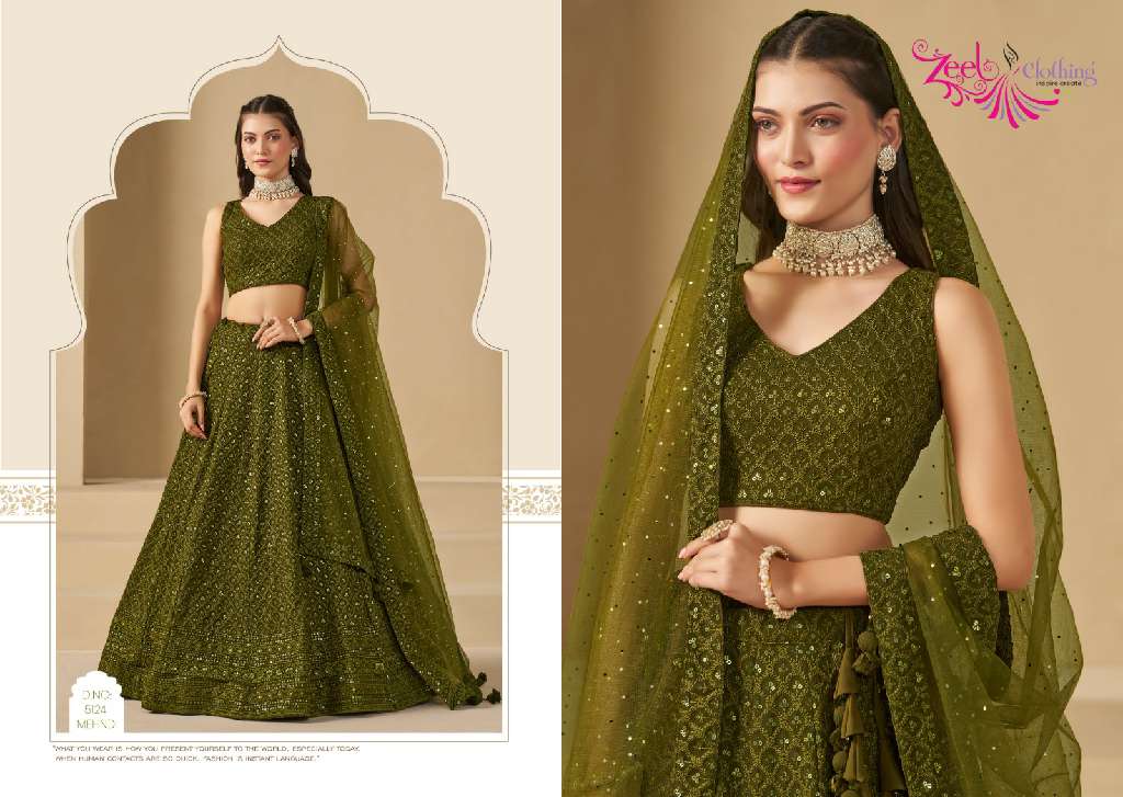 ZEEL CLOTHING PRESENTS D.NO 5124 COLORS WHOLESALE DESIGNER LEHEGAS FOR ANY OCCASIONS