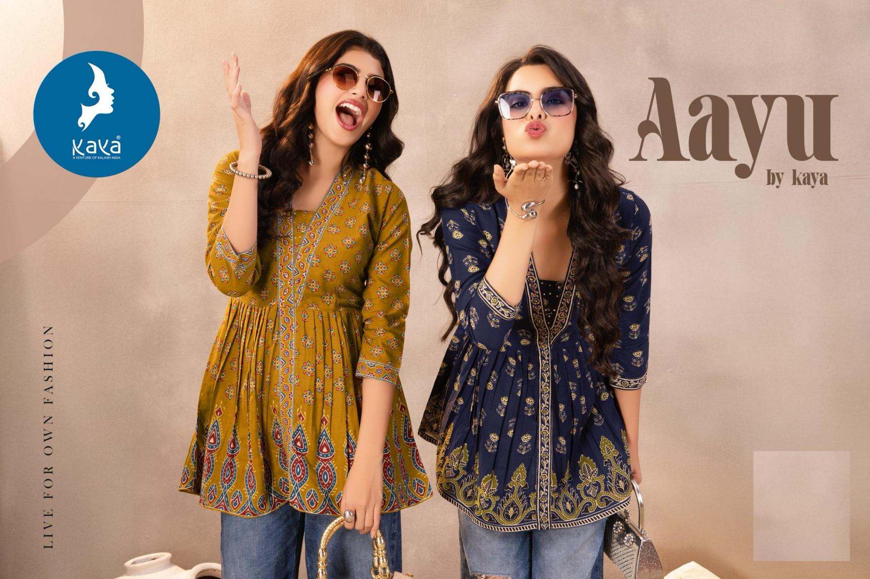 AAYU BY KAYA COTTON PRINT READYMADE CLASSIC LOOK WESTERN TOPS