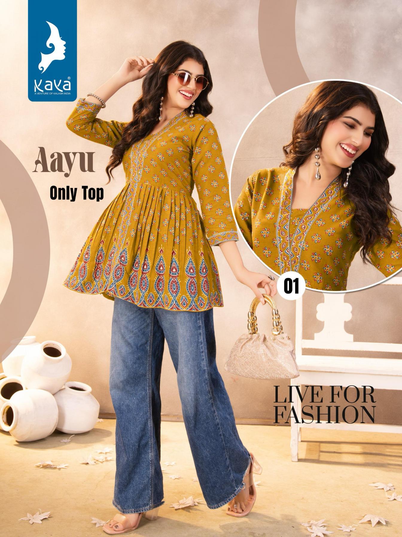 AAYU BY KAYA COTTON PRINT READYMADE CLASSIC LOOK WESTERN TOPS
