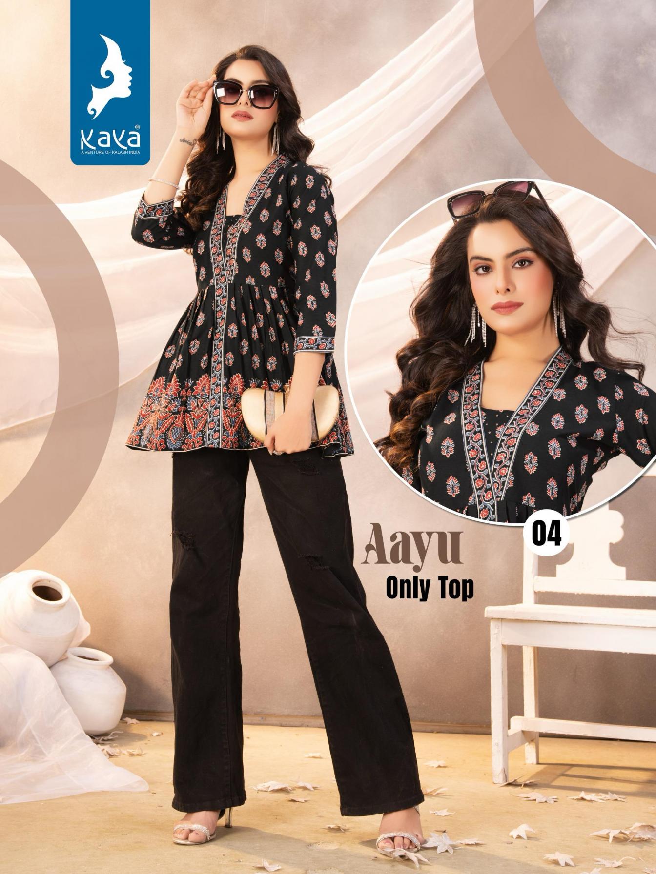 AAYU BY KAYA COTTON PRINT READYMADE CLASSIC LOOK WESTERN TOPS