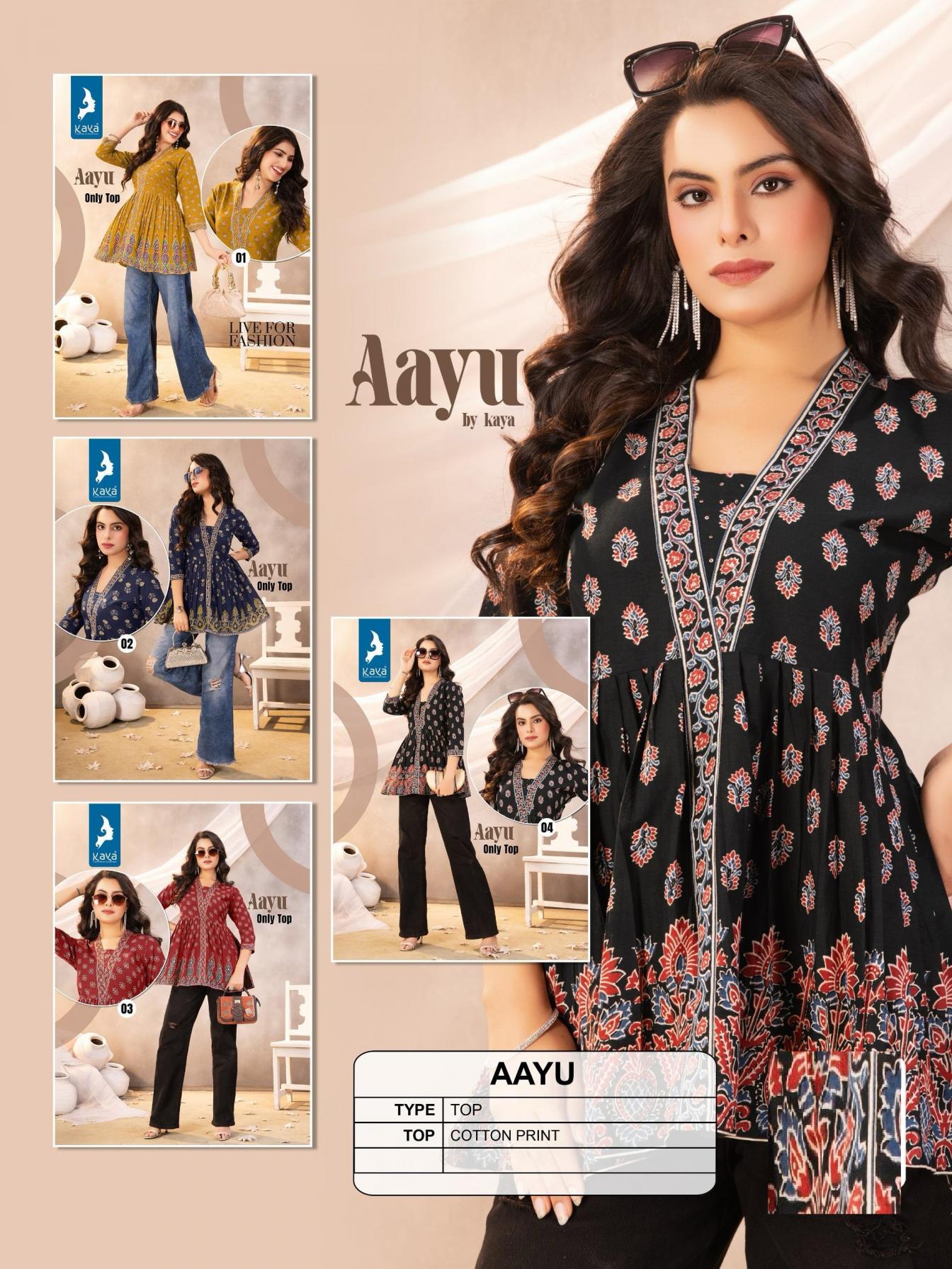 AAYU BY KAYA COTTON PRINT READYMADE CLASSIC LOOK WESTERN TOPS