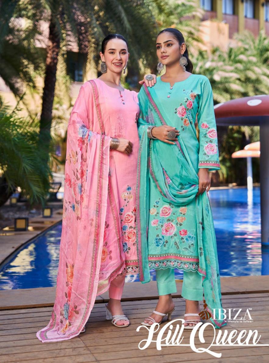 HILL QUEEN BY IBIZA LAWN COTTON ATTRACTIVE LOOK DRESS MATERIAL