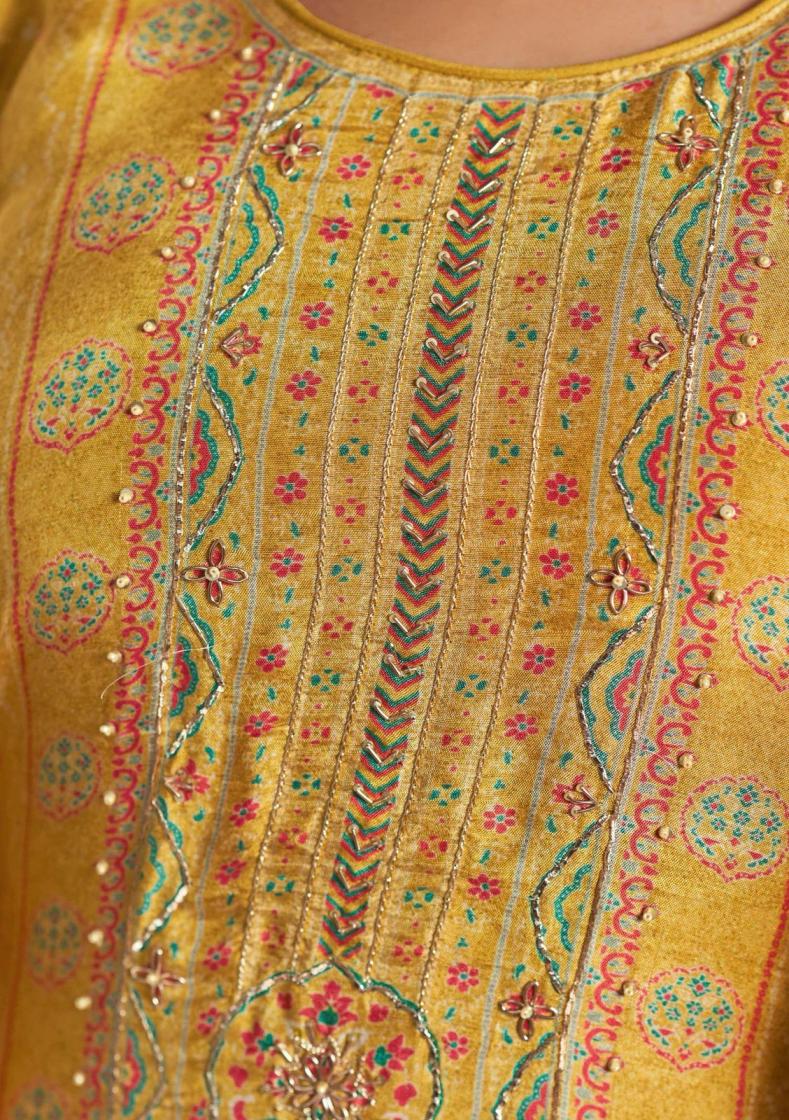 KARVA DESIGNER AJRAKH VISCOSE MUSLIN FASHIONABLE DRESS MATERIAL