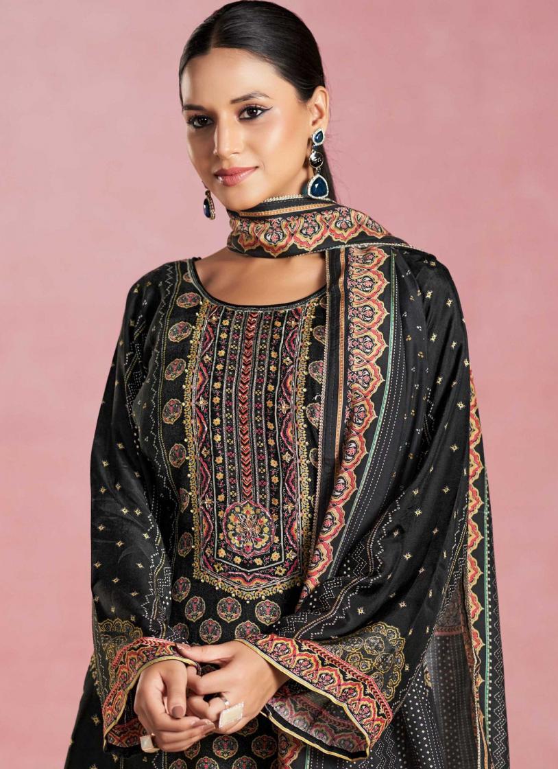 KARVA DESIGNER AJRAKH VISCOSE MUSLIN FASHIONABLE DRESS MATERIAL