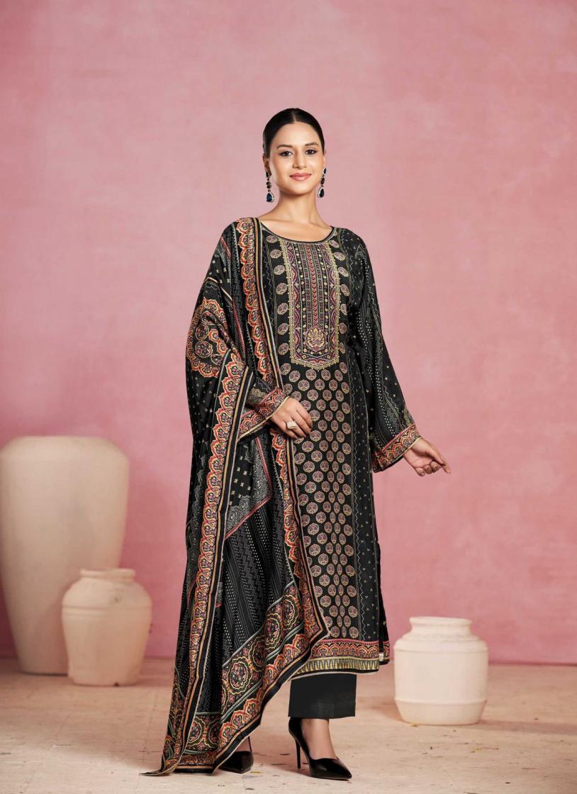 KARVA DESIGNER AJRAKH VISCOSE MUSLIN FASHIONABLE DRESS MATERIAL
