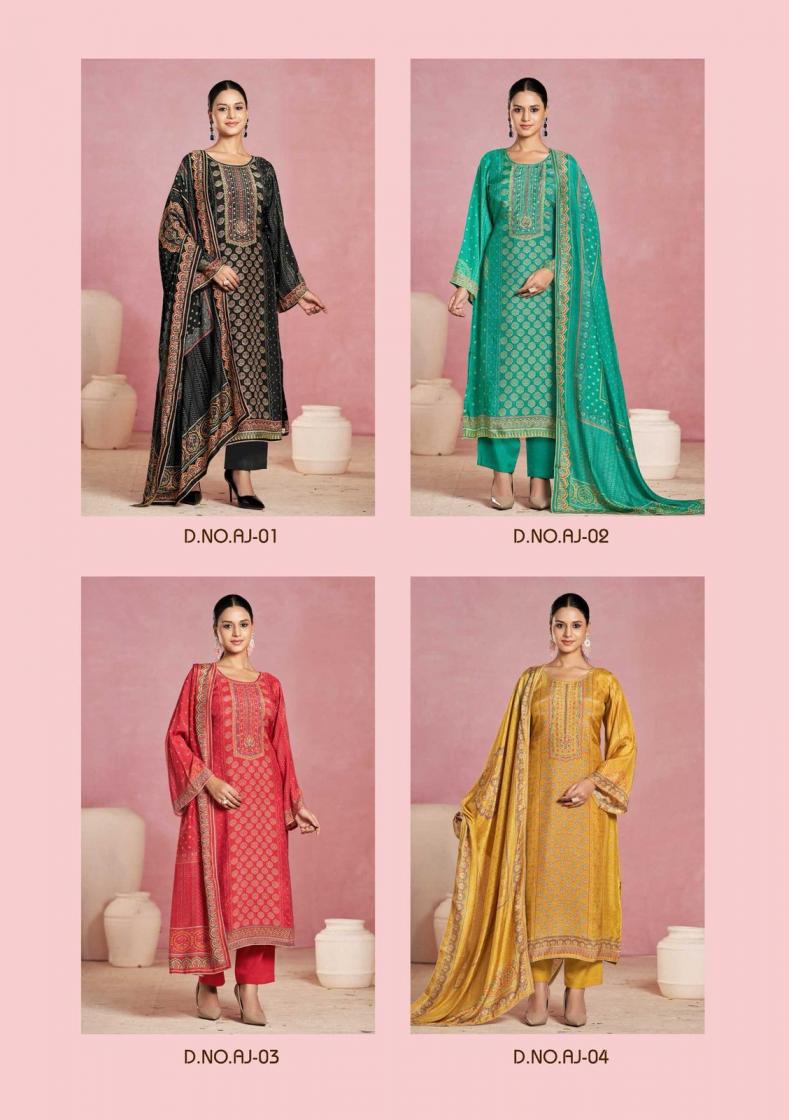 KARVA DESIGNER AJRAKH VISCOSE MUSLIN FASHIONABLE DRESS MATERIAL