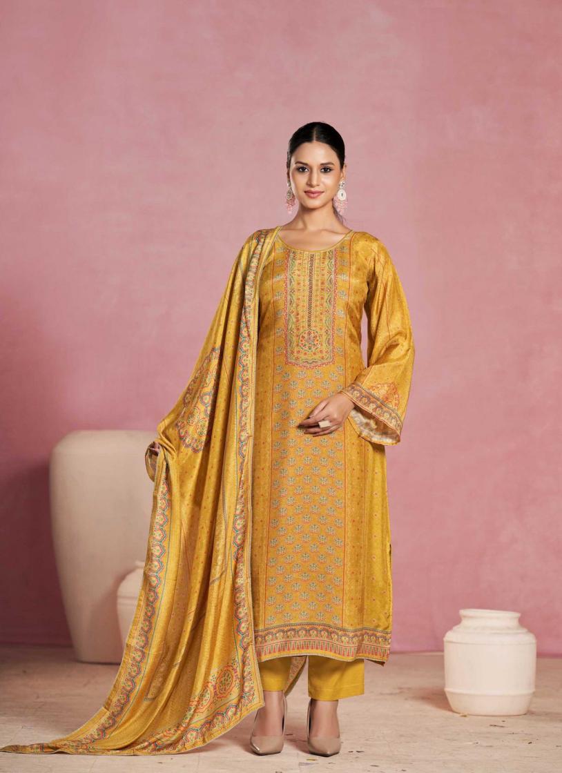 KARVA DESIGNER AJRAKH VISCOSE MUSLIN FASHIONABLE DRESS MATERIAL