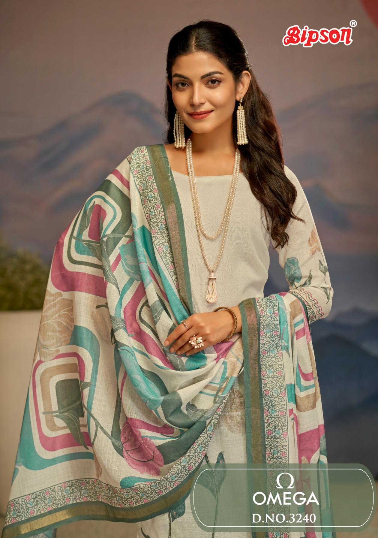 BIPSON PRINTS OMEGA 3241 LINEN DIGITAL PRINTED STYLISH DRESS MATERIAL
