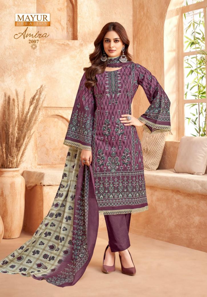 MAYUR LAUNCH AMIRA VOL 2 COTTON UNSTITCH FANCY PAKISTANI SALWAR SUIT
