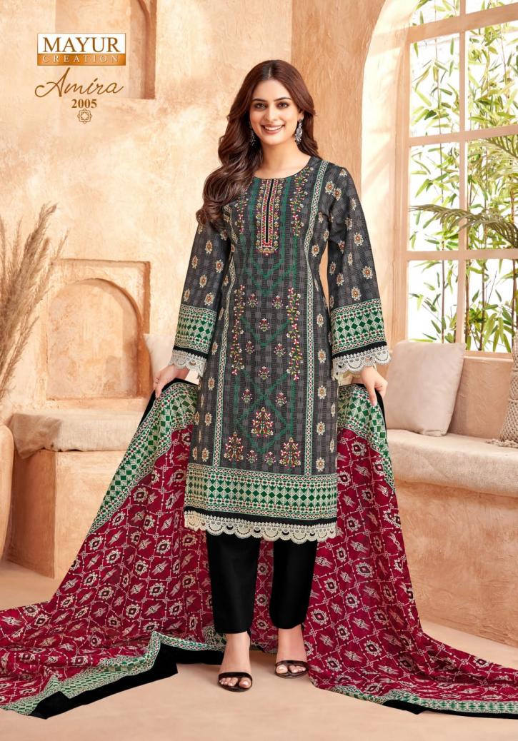 MAYUR LAUNCH AMIRA VOL 2 COTTON UNSTITCH FANCY PAKISTANI SALWAR SUIT