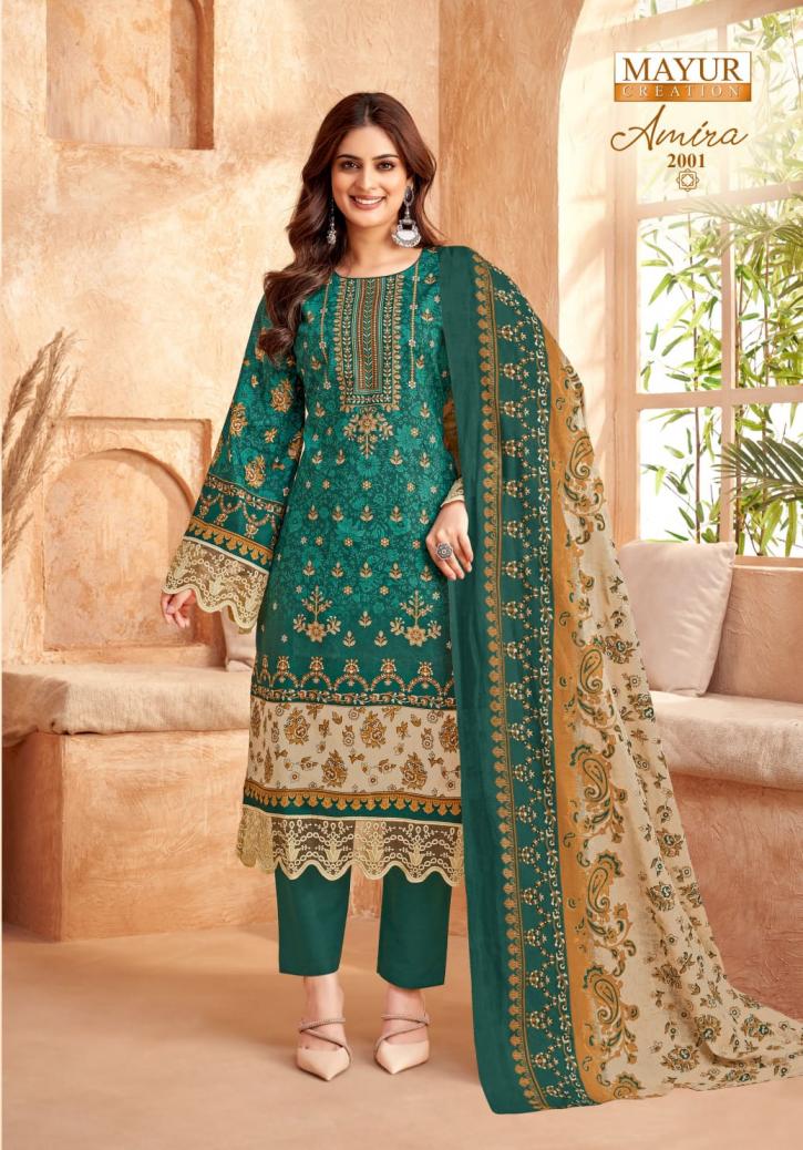 MAYUR LAUNCH AMIRA VOL 2 COTTON UNSTITCH FANCY PAKISTANI SALWAR SUIT