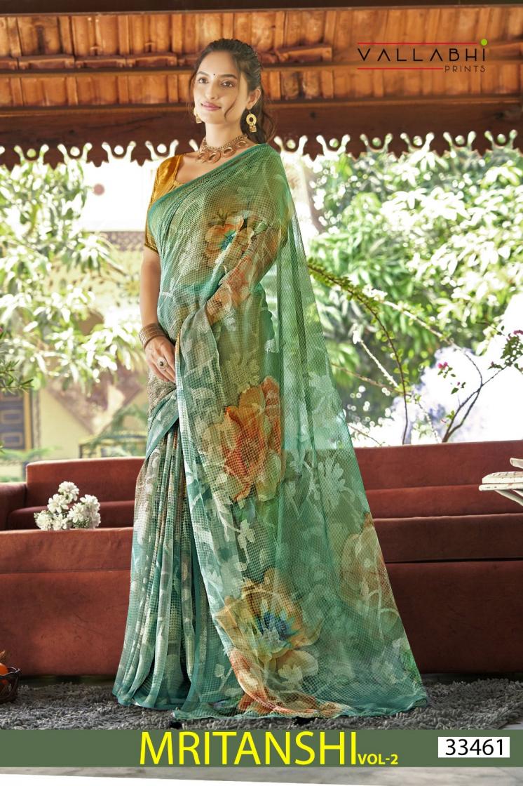 VALLABHI PRINTS LAUCH MRITANSHI VOL 2 SUPER LOOK FLORAL BRASSO SAREE