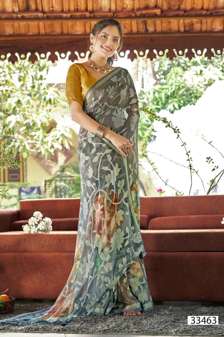 VALLABHI PRINTS LAUCH MRITANSHI VOL 2 SUPER LOOK FLORAL BRASSO SAREE
