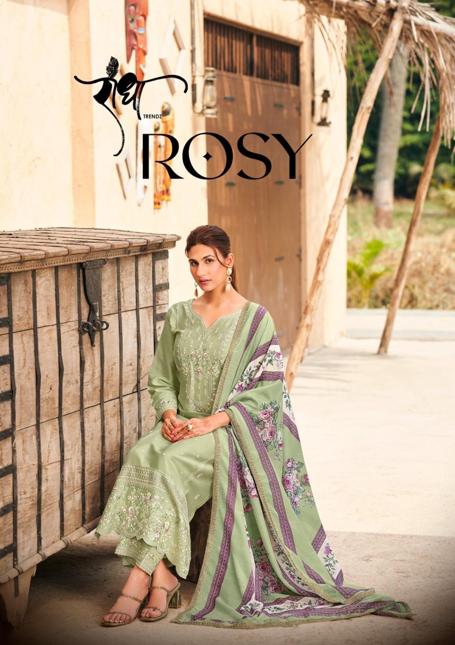 RADHA TRENDZ PRESENTS ROSY WHOLESALE DESIGNER FREE SIZE STITCH CLASSIC SUITS